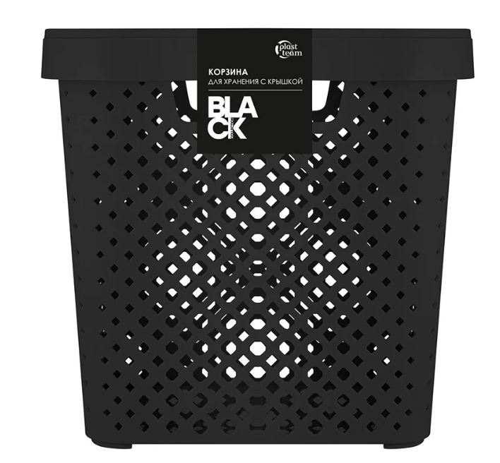 Корзина для хранения с крышкой Plast Team BLACK 20 л                            